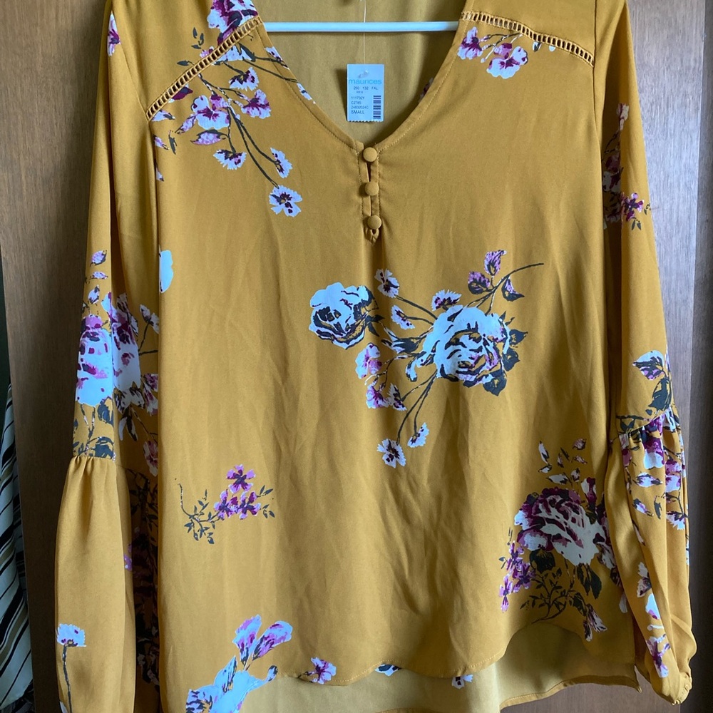 Maurices butterscotch and floral Blouse